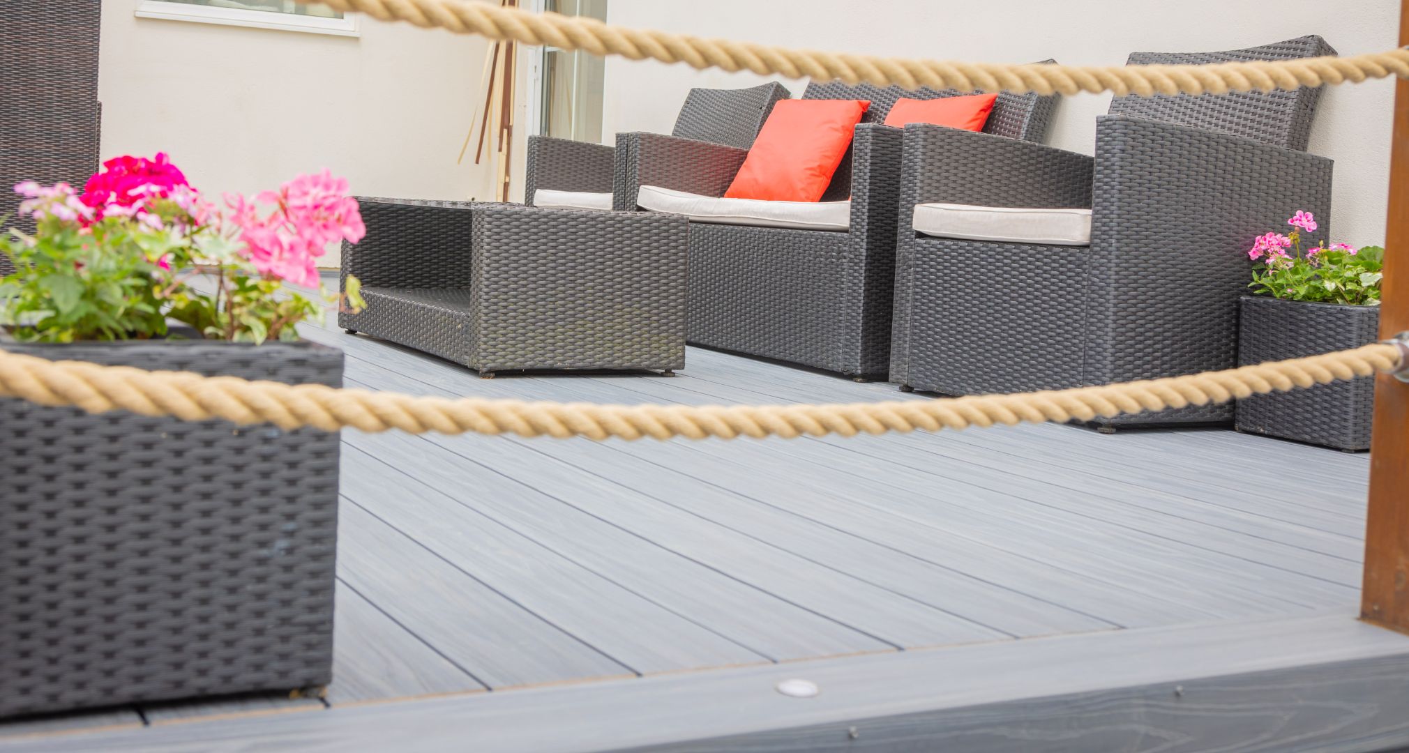 Habitat+ decking with garden furniture